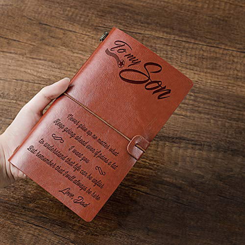 Leather Journal Personalized Notebook Engraved Customizable Photo & Message Writing Notepad for Men Women Perfect Gift for Graduation Travel Diary Anniversary Birthday 
